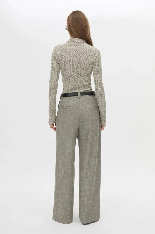 Chocolate Marle Tailored Wide-Leg Pants