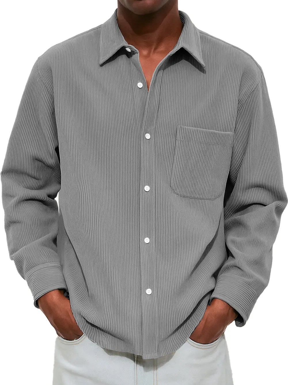 Comfort Fit Ribbed Knit Pocket Shirt