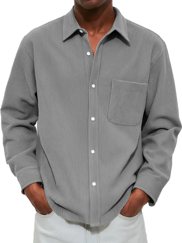 Comfort Fit Ribbed Knit Pocket Shirt