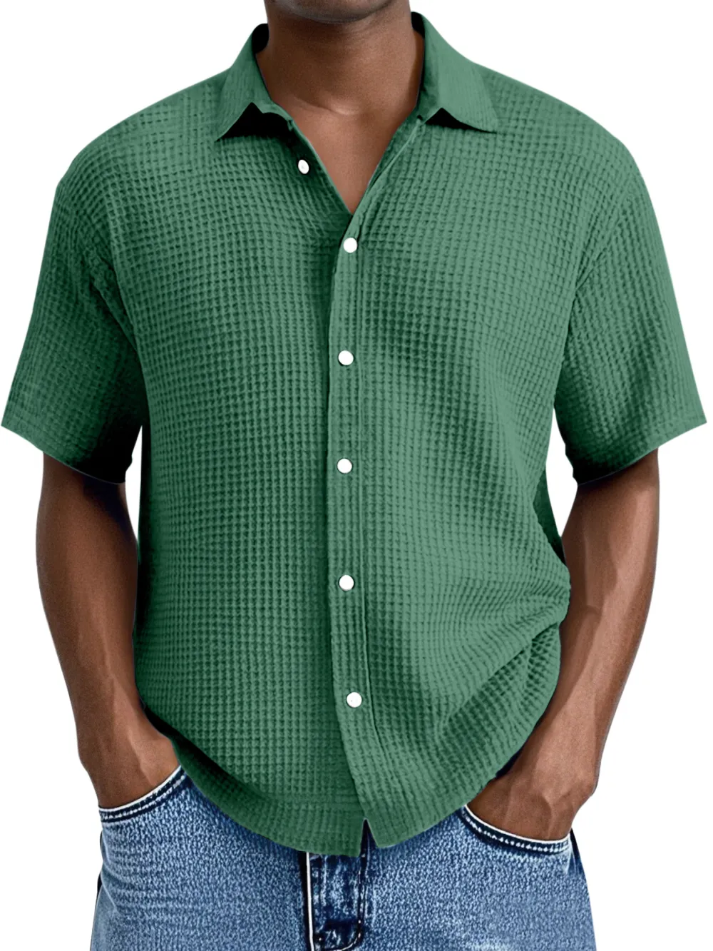 Relaxed Textured Knit Button Front Shirt
