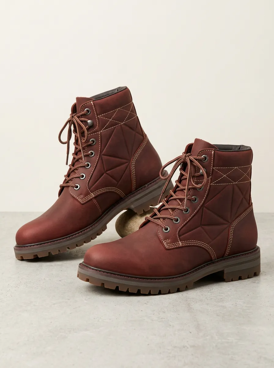 Unisex Geometric Quilted Print Work Boots