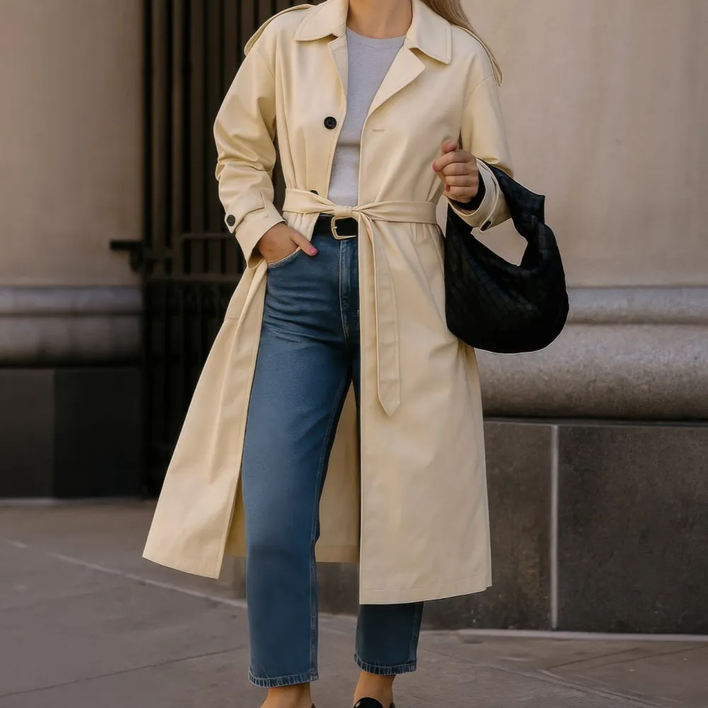 Long Sleeve Pocket Detail Trench Coat
