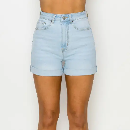 Cuffed Denim Shorts