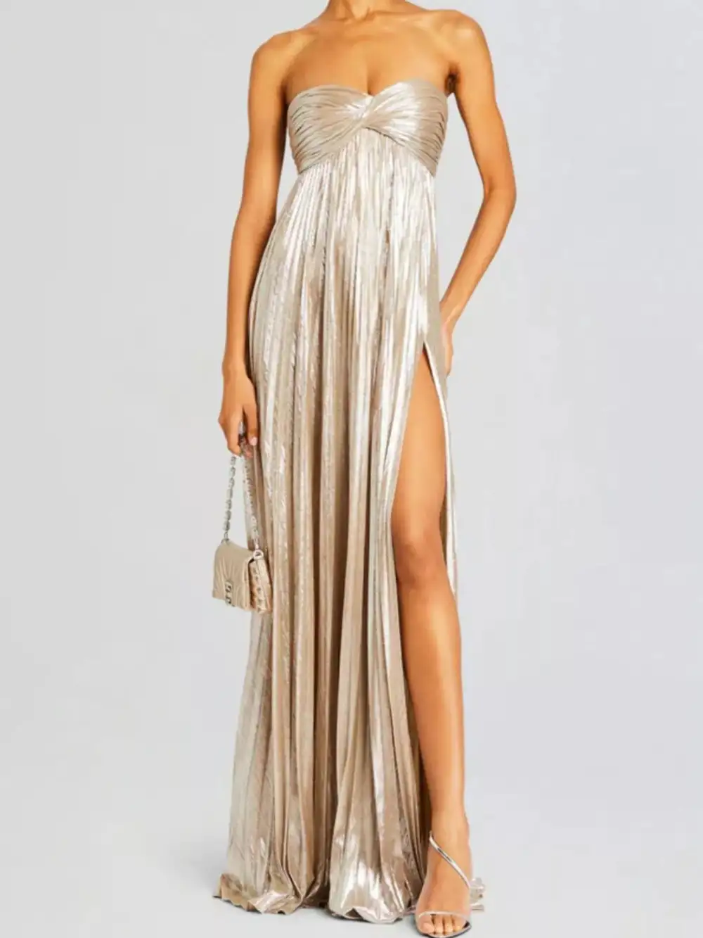 Side Slit Maxi Tie Detail Dress