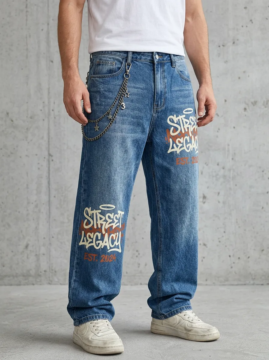 Unisex Bold Streetwear Graffiti Jeans