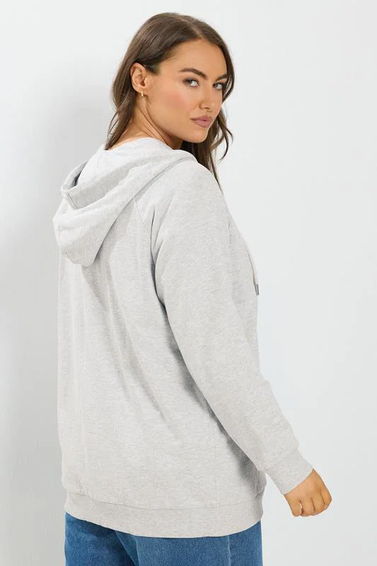 Grey Zip Through Ralgan Hoodie detail 3