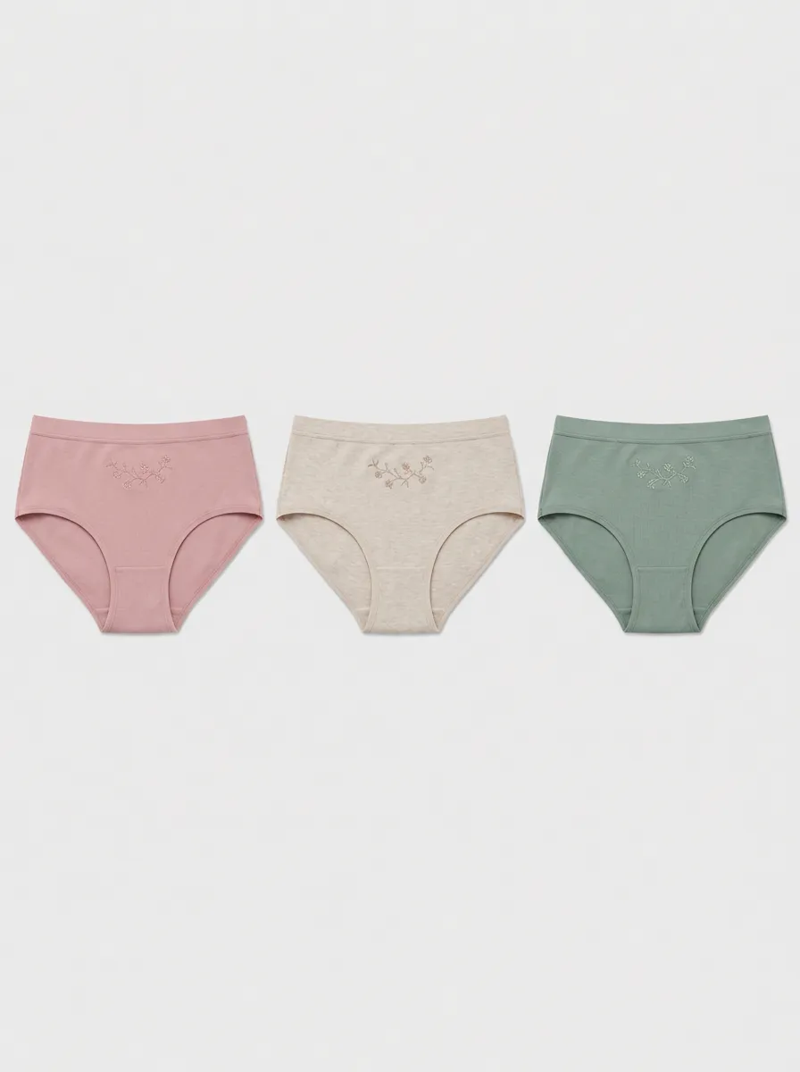 Women's Multicolor Floral Embroidered Briefs 3-Pack