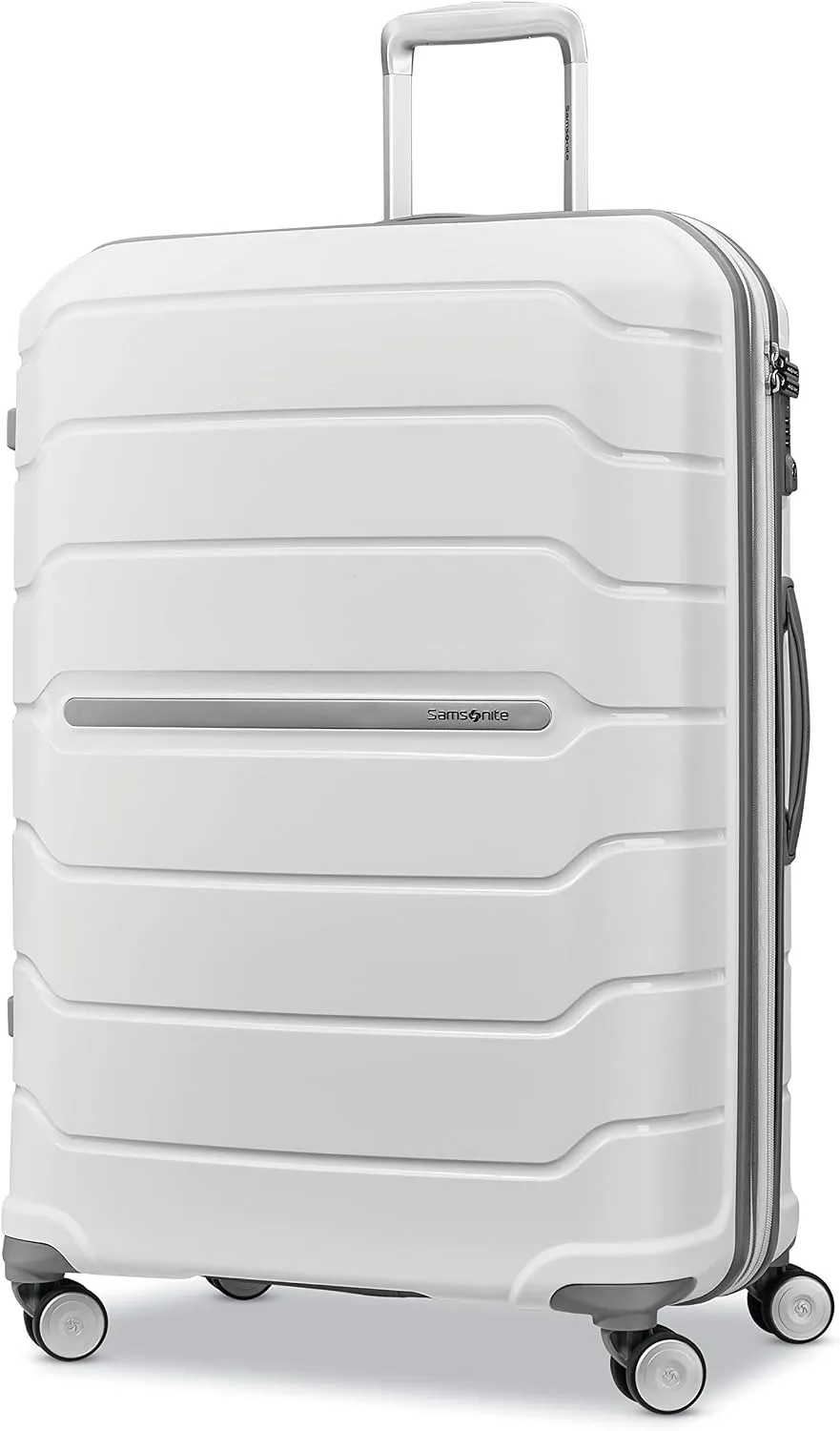 Samsonite Freeform Hardside Carry-On Luggage with Spinner Wheels - Hardshell Suitcase - TSA, Airline-Approved - Expandable Hard Shell, Smooth Rolling Wheels for Lightweight Travel - White/Grey