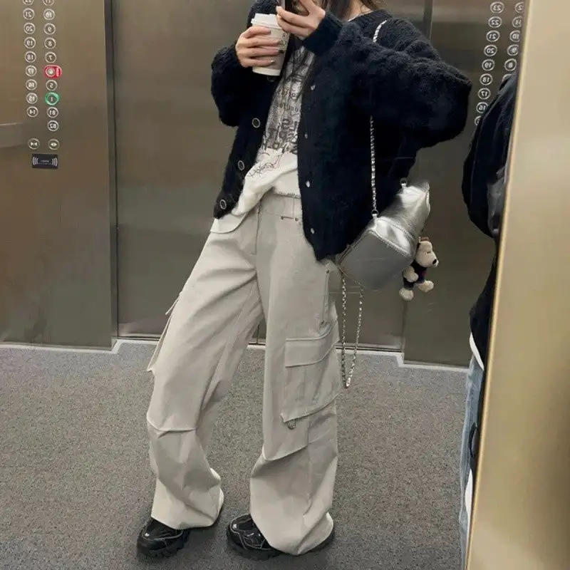 Women's High Waist Straight Leg Loose Fit Cargo Pants
