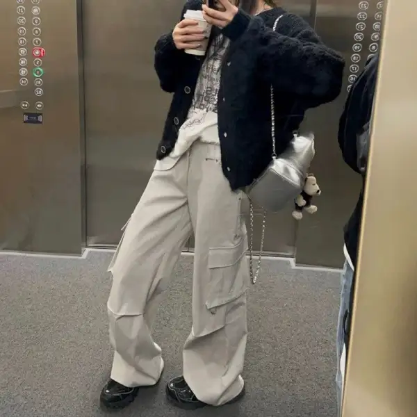 Women's High Waist Straight Leg Loose Fit Cargo Pants