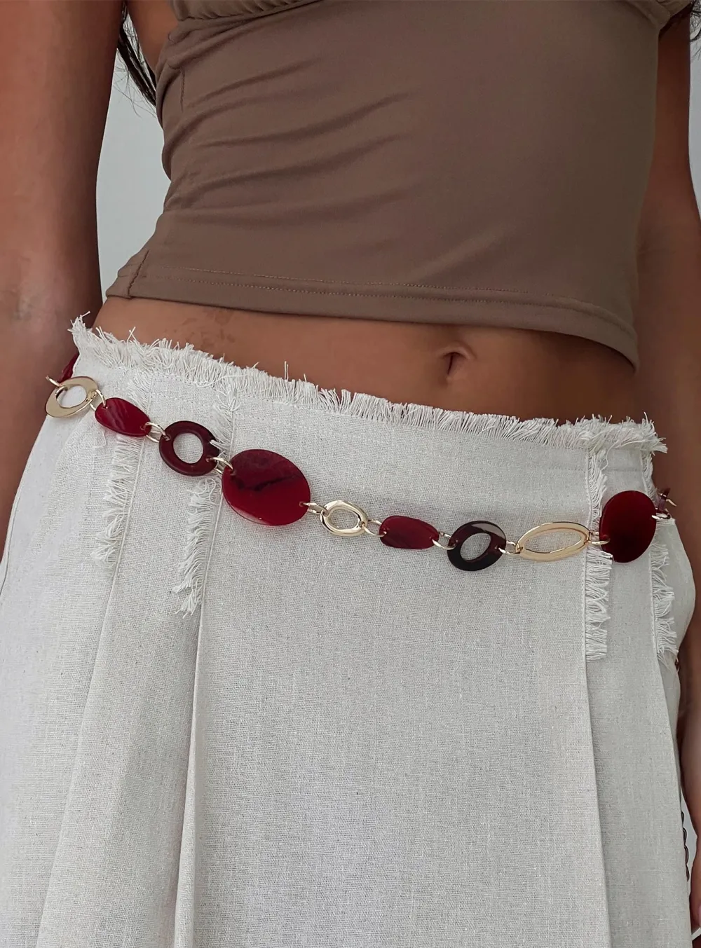 Contoured Beaded Chain Belt