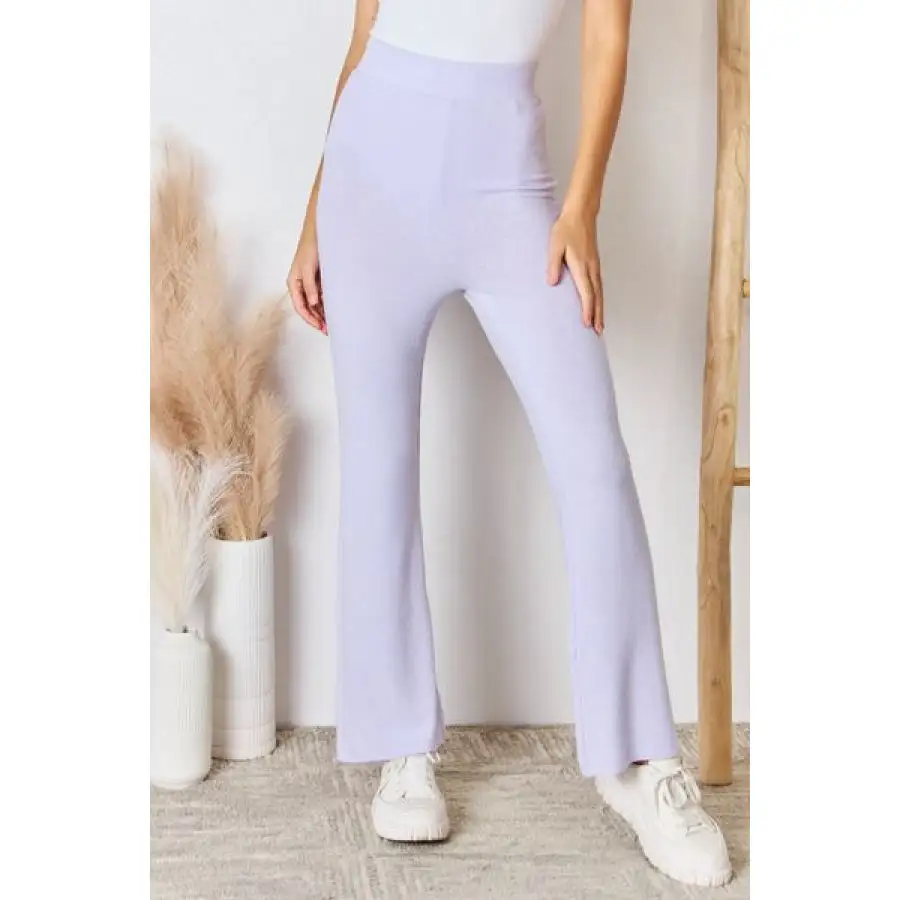 Full Size High Waist Ultra Soft Knit Flare Pants