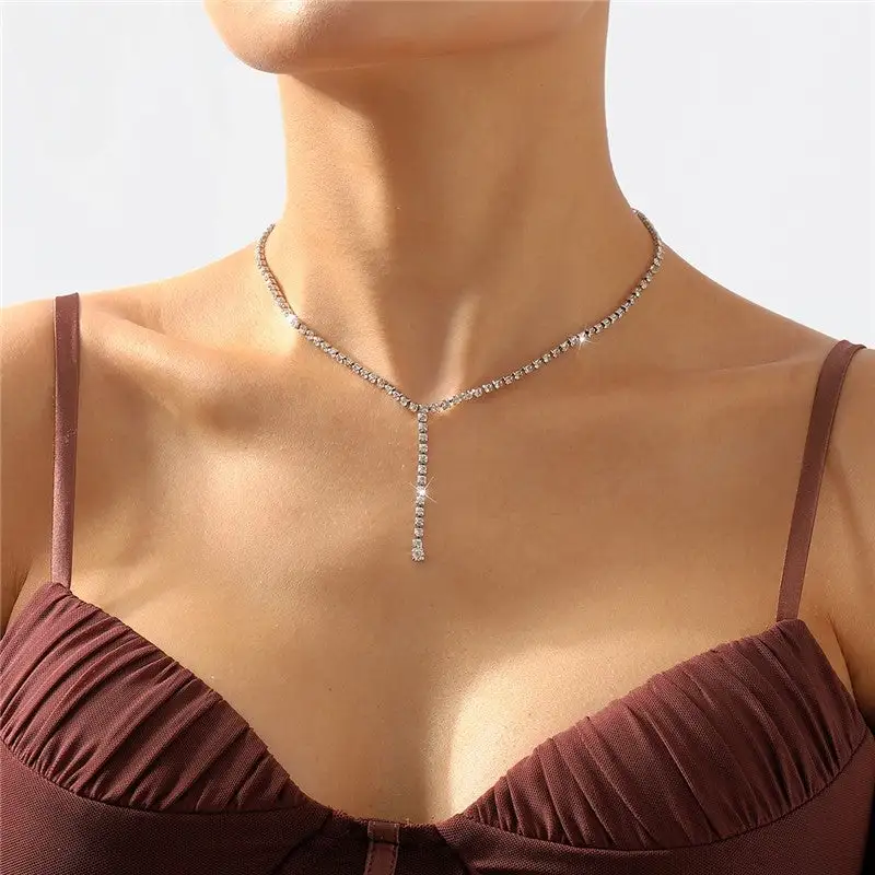 Full Diamond Y Necklace