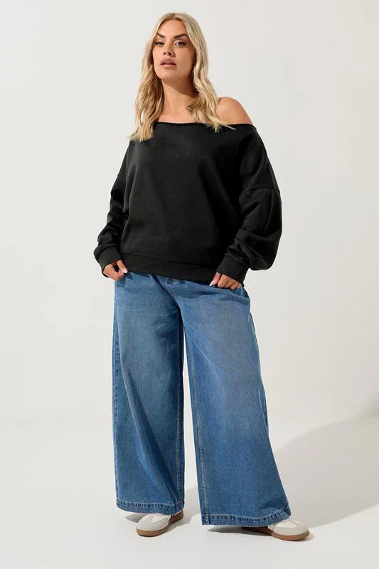 Black Off-Shoulder Sweatshirt detail 1