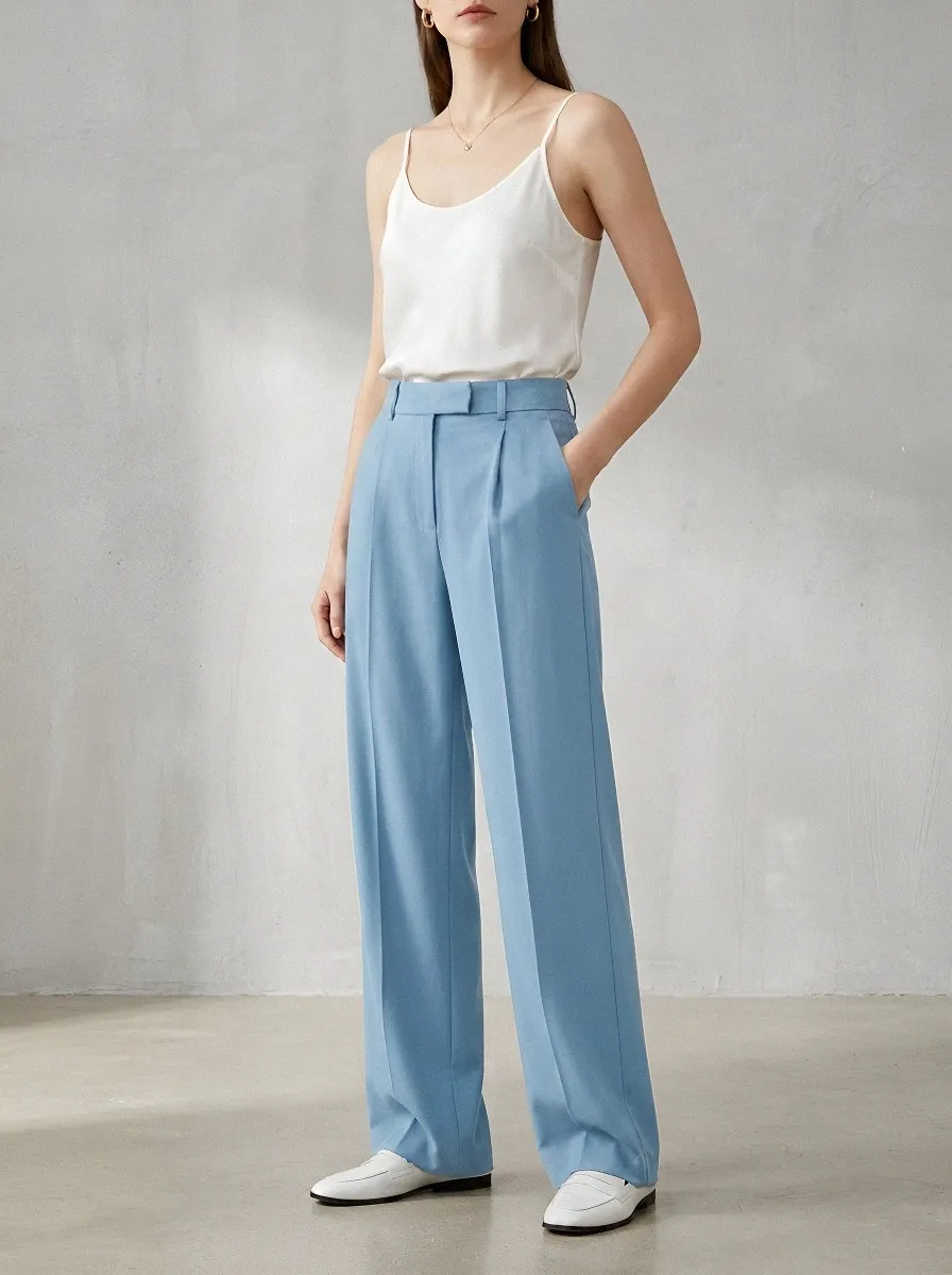 High-Waist Pleated Relaxed Women's Wide-Leg Trousers