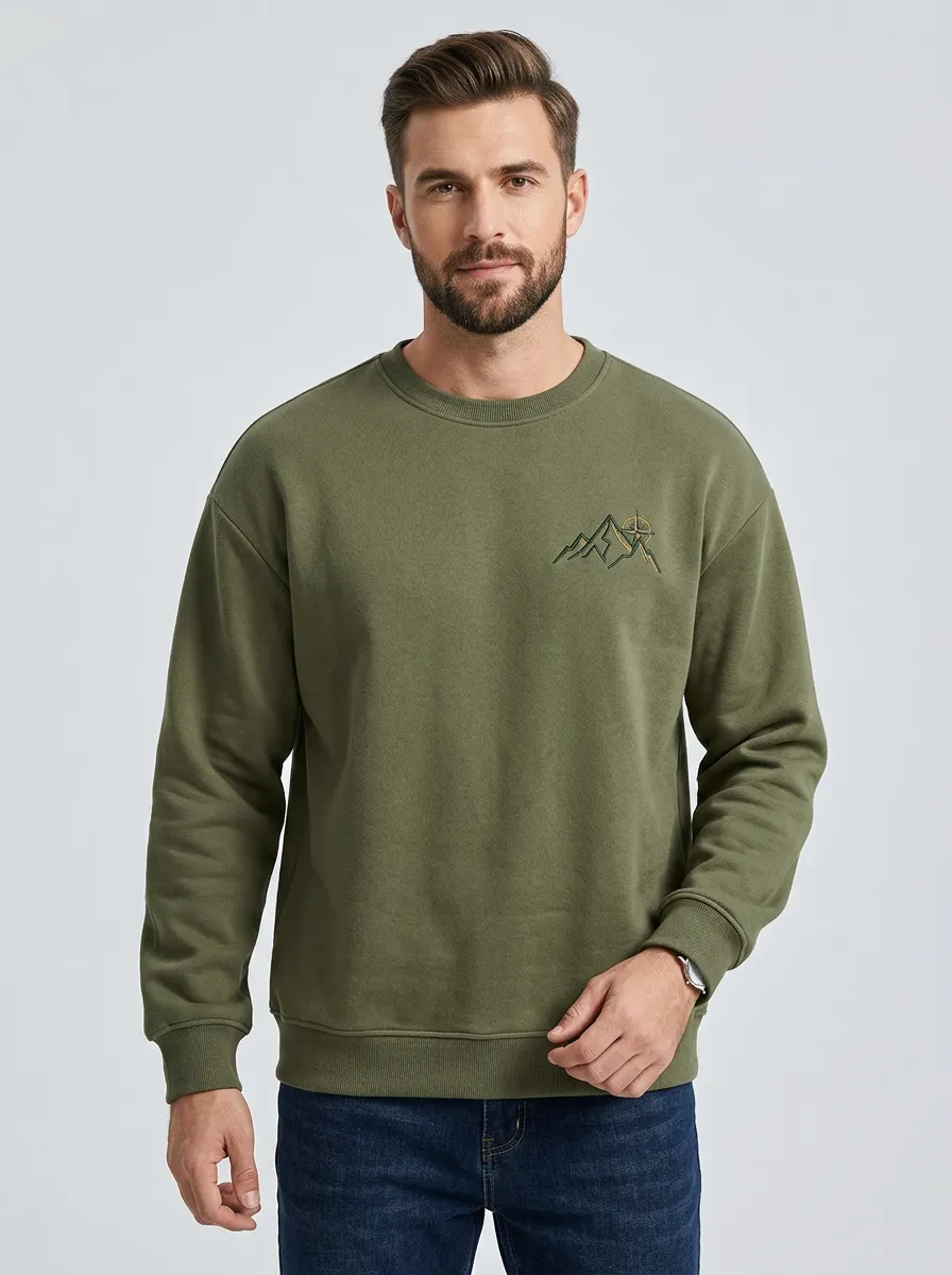 Men's Olive Green Mountain Fleece Sweatshirt