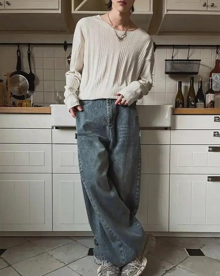 Washed Side Snap Jeans