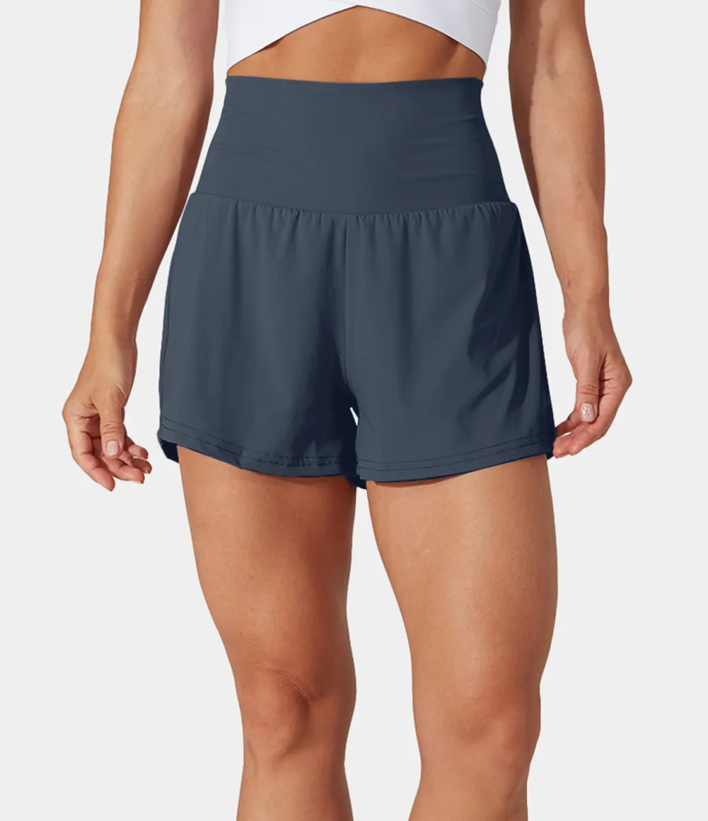 2026🔥  Super High Waisted Back Pocket & Side Hidden Pocket 2-in-1 Yoga Shorts 2.5