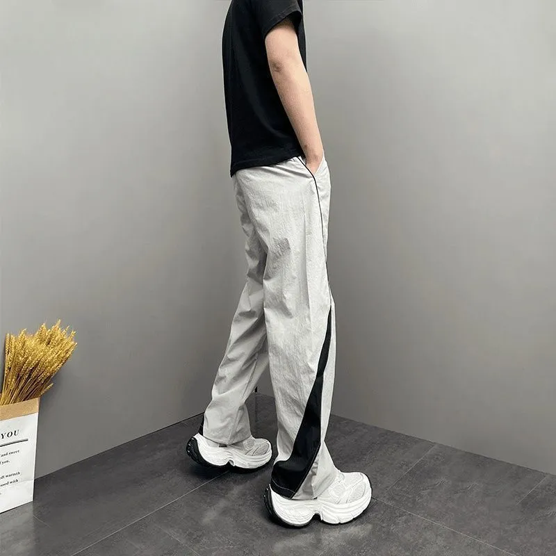 Contrast Panel Wide-Leg Utility Pants