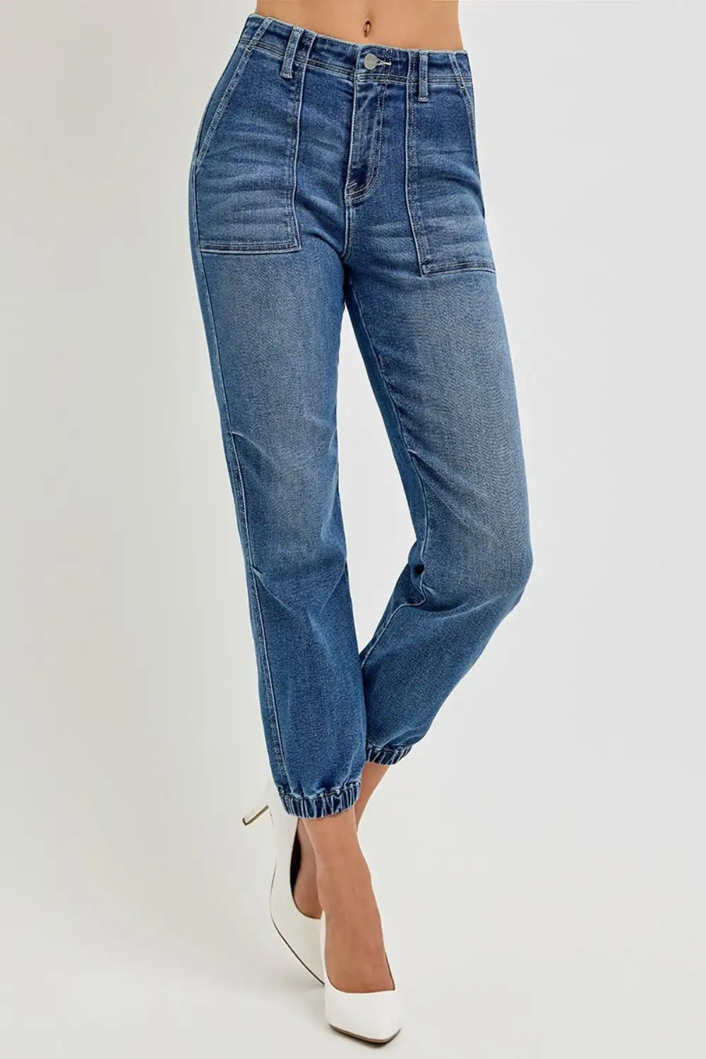 High Rise Ankle Jogger Denim Jeans