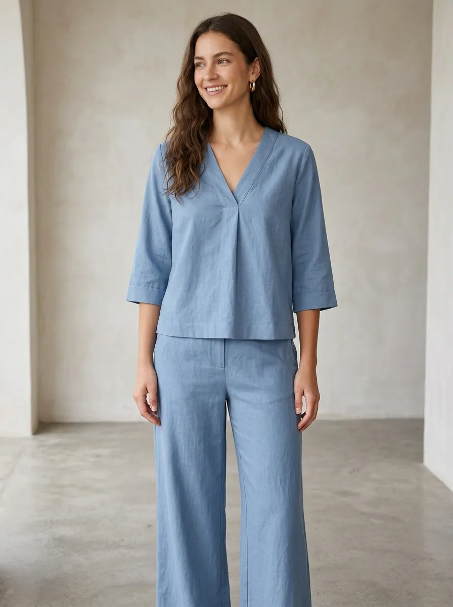 Relaxed Women's V-Neck Casual Lounge Set