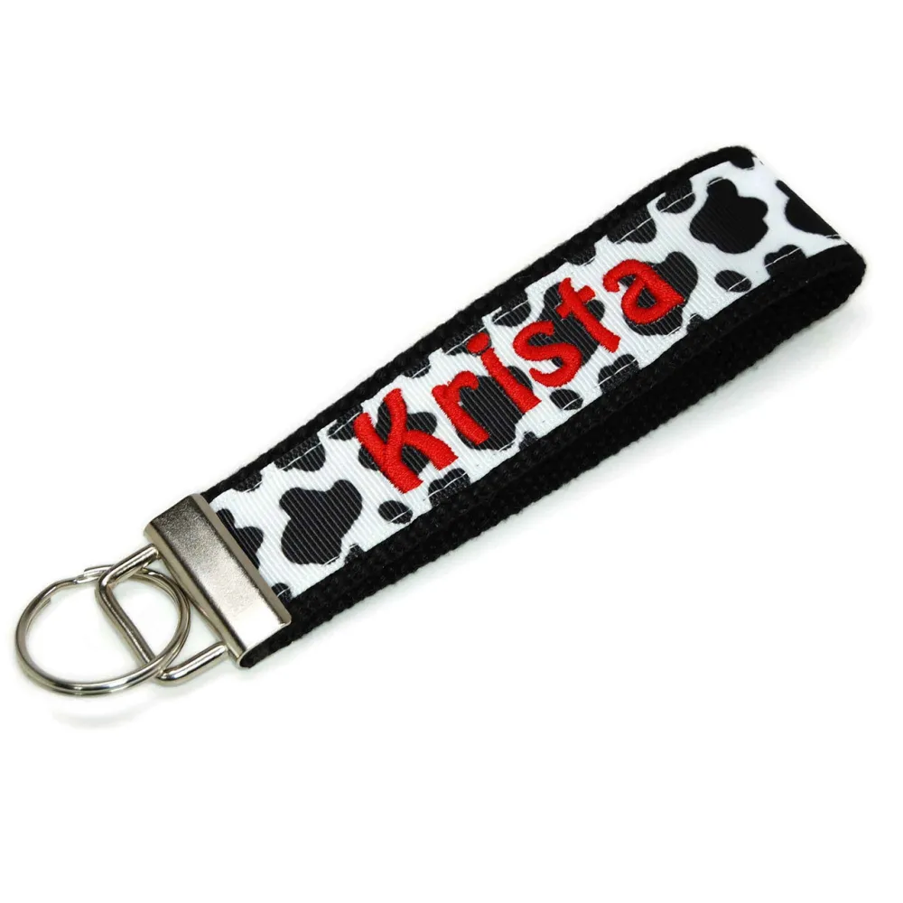 Cow Print Graphic Keychain