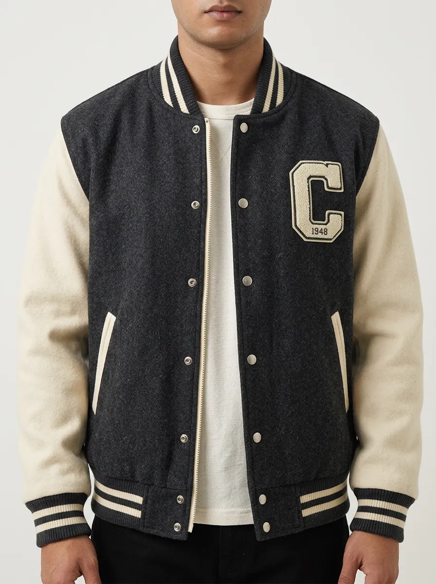 Men's Letter C 1948 Patch Wool Baseball Jacket