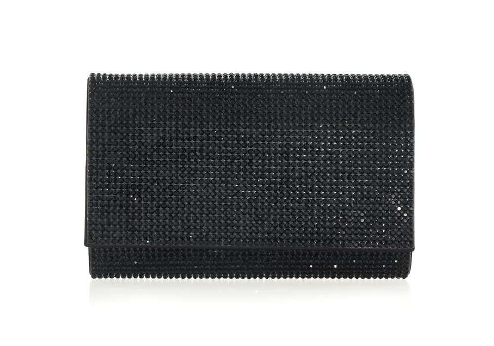 Refined Faceted Frame Embellished Clutch