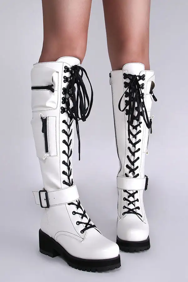 Round-Toe Lace-Up Boots