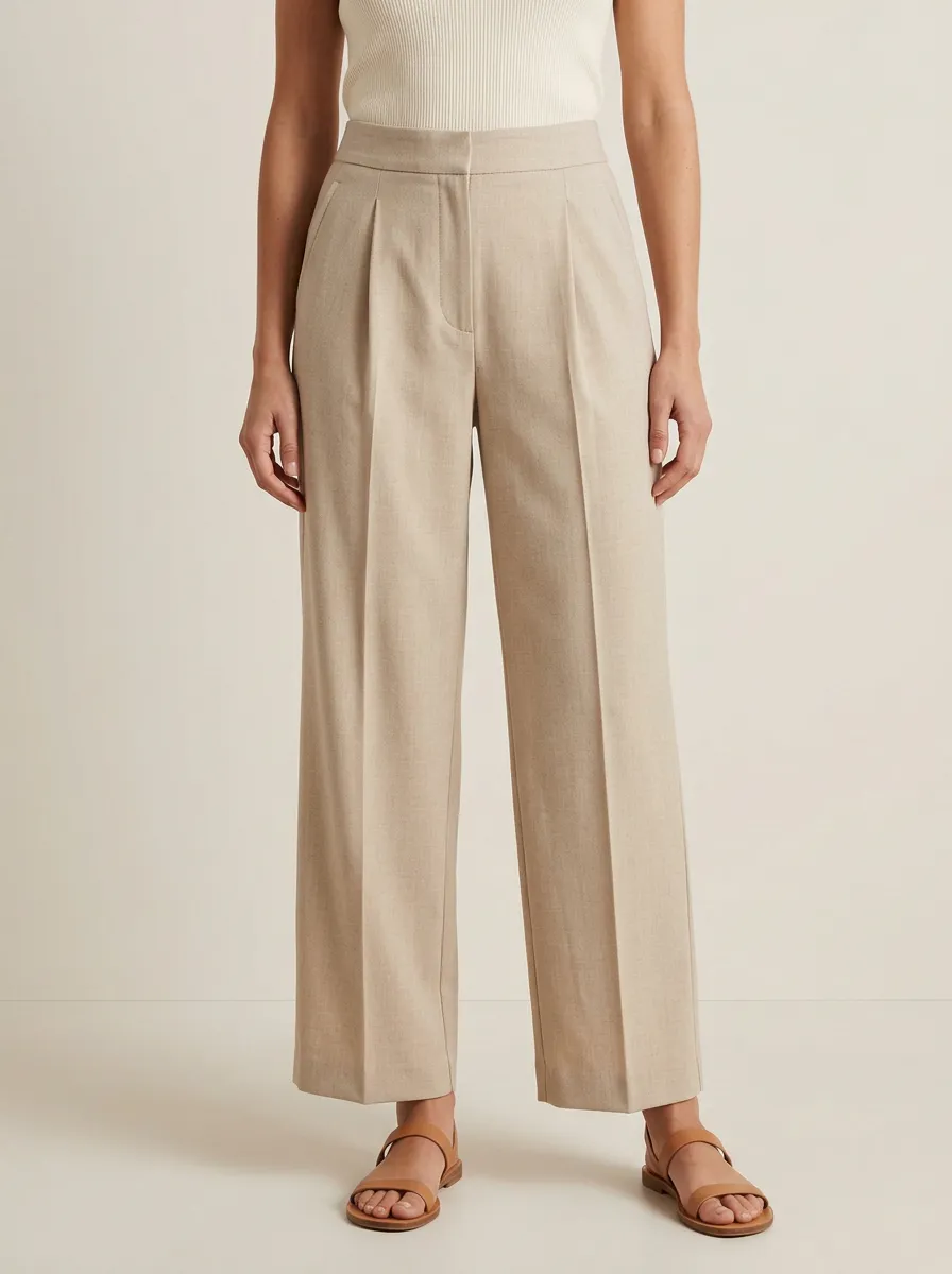 Minimalist Pleated High Rise Wide Leg Trousers