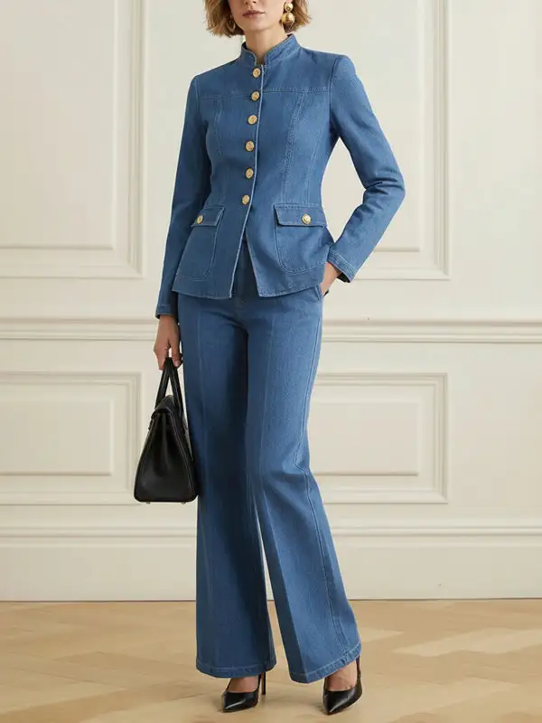 Denim Button Front Jacket Classic