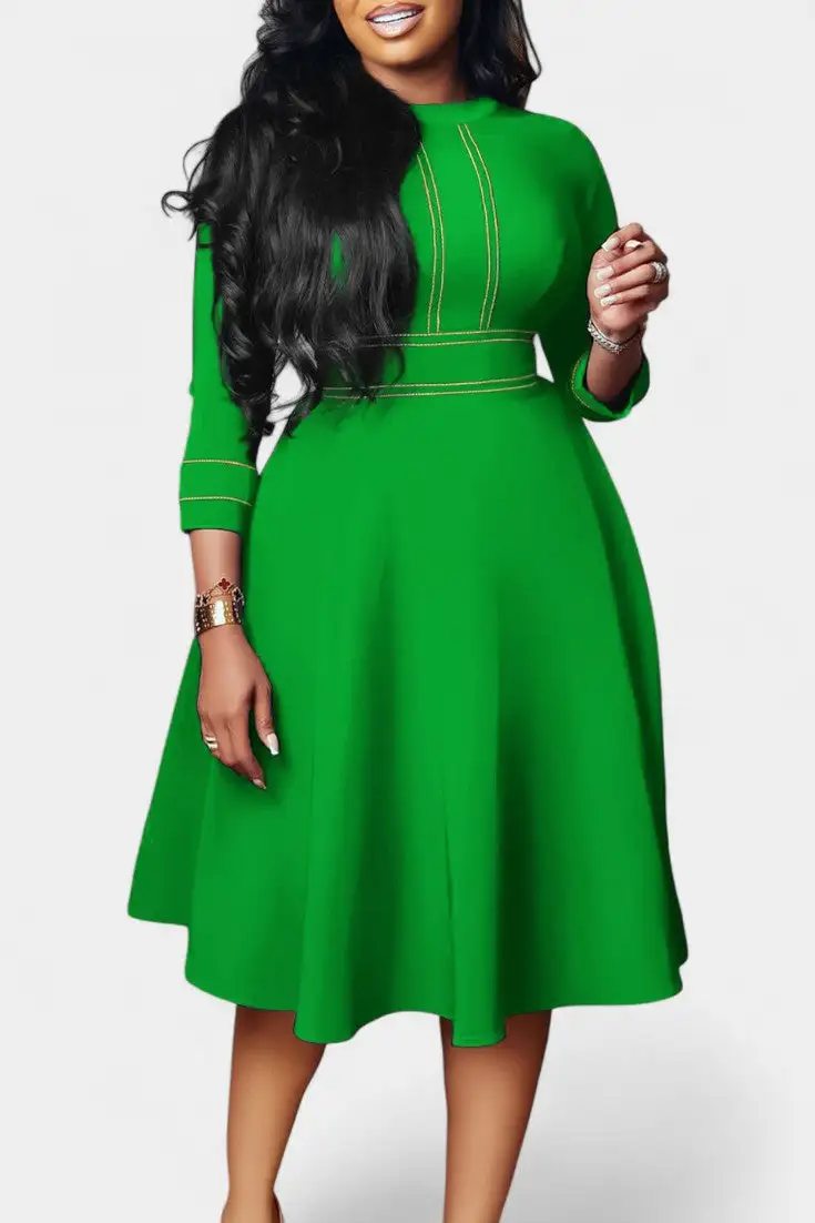 Round-Neck Midi Dress