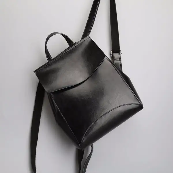 Korean Fashion Leather Shoulder Backpack Two-Layer Cowhide 2025 Trend