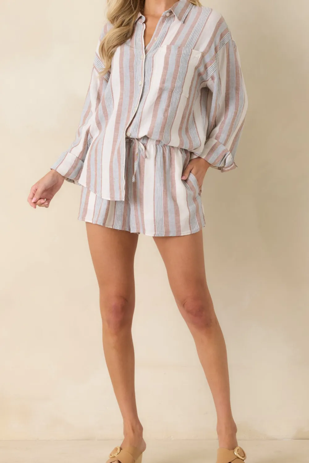 Stripe Drawstring Shorts
