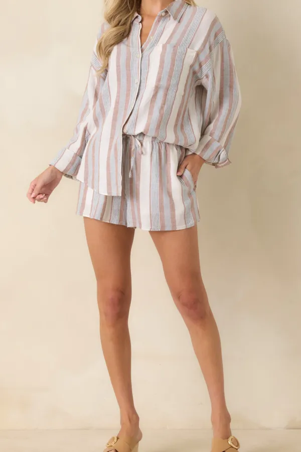 Stripe Drawstring Shorts