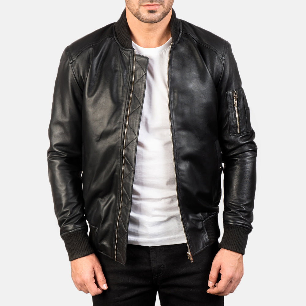 Men's Refined Bomber Leather Jacket