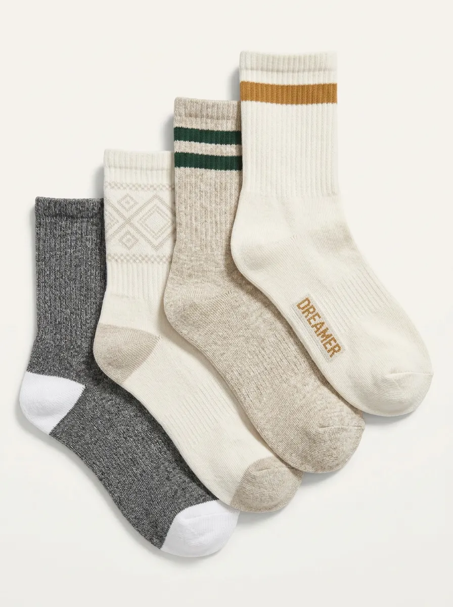 Classic Geometric Striped Men's Four-Pair Long Socks