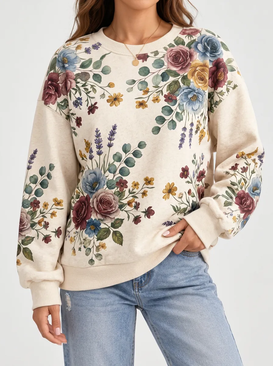 Women's Lavender Patterned Sweatshirt