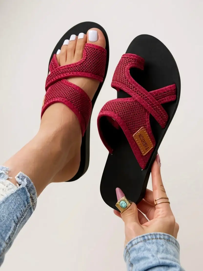  Mesh Cross Strap Comfort Slide Sandals Apparel