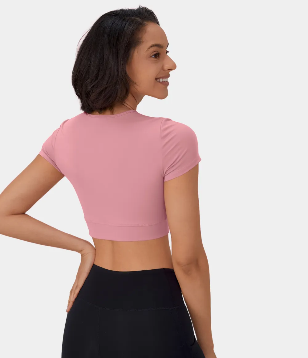 Softlyzero Plush Crossover Hem Cropped Sports Top