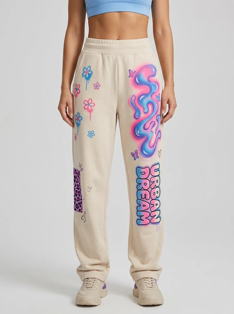 Women's Streetwear Urban Dream Graffiti Flower Printed Sweatpants
