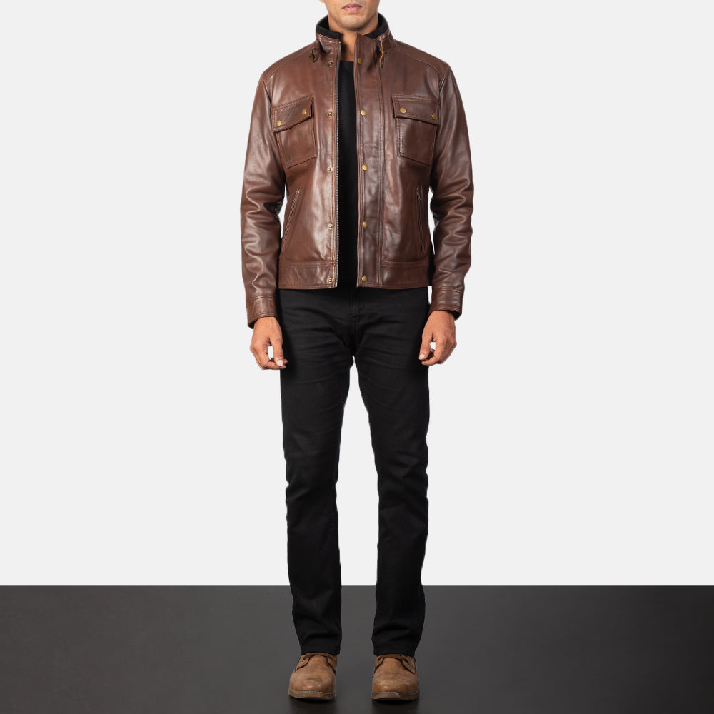 Men's Rugged Outdoor Biker Leather Jacket