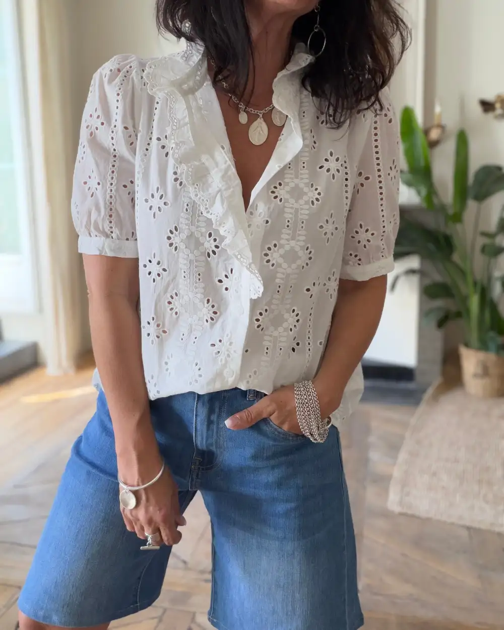 Statement Cotton Embroidered Blouse
