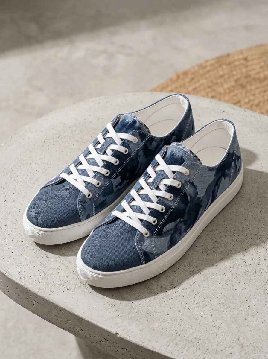 Paneled Camouflage Canvas Sneakers