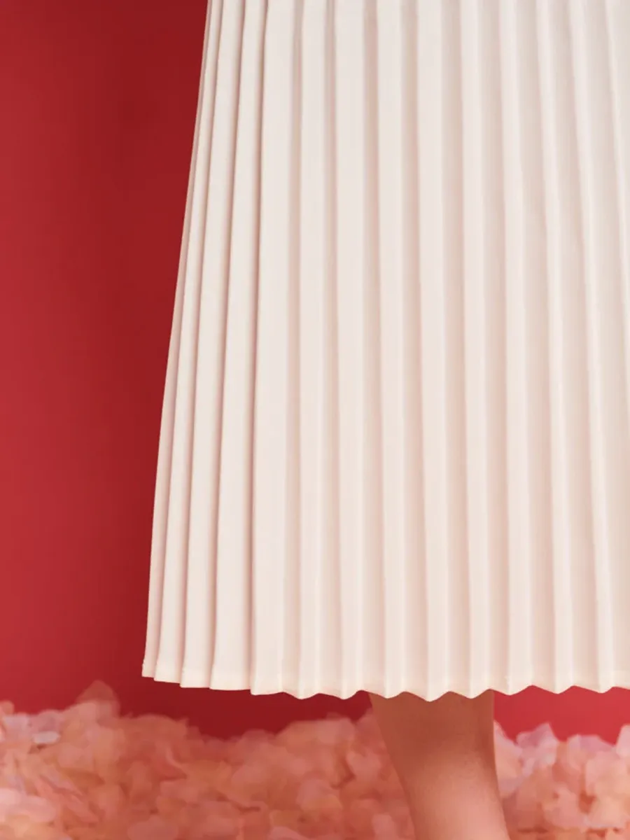 Casual Pleated Midi Skirt