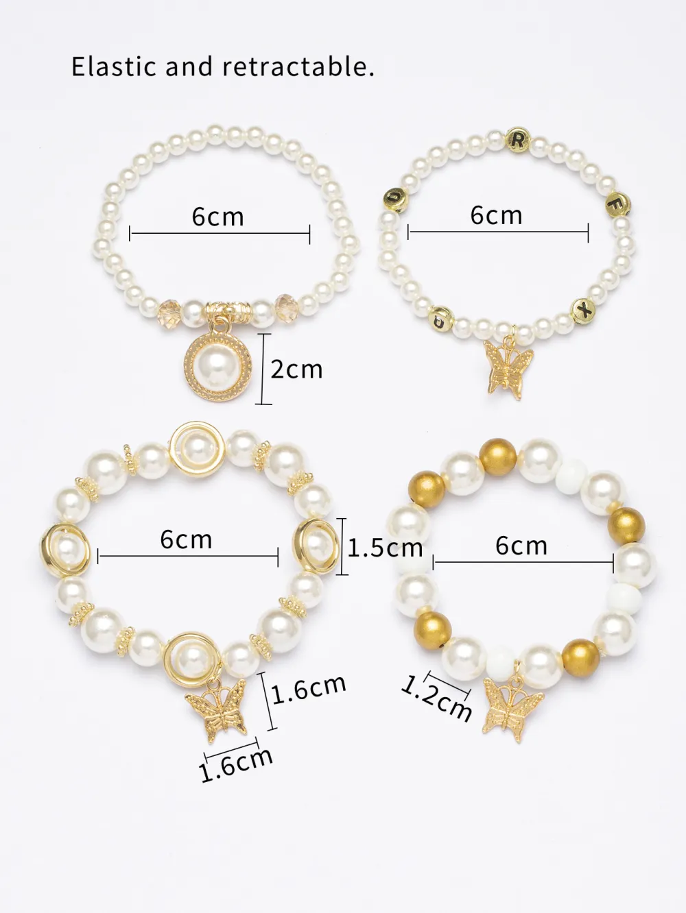Bracelet Pearl Butterfly Elastic Multi-layer Pendant Bracelet