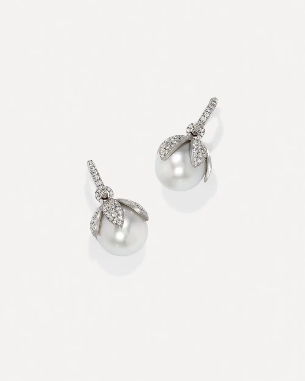 Pave Pearl Blossom Huggie Earrings