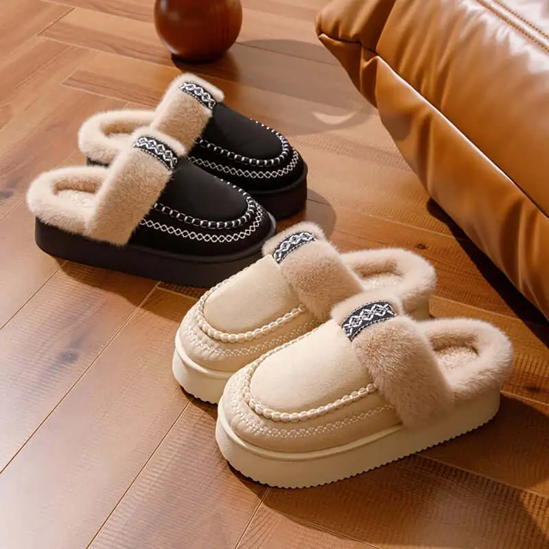 Plush Comfort Platform Slip On Slippers