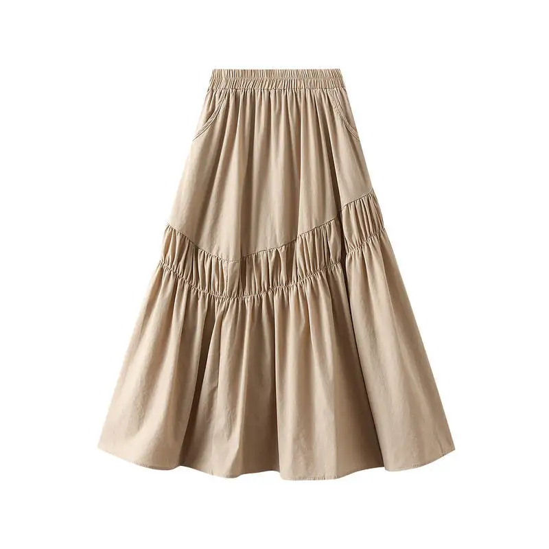 Utility Irregular Patchwork Midi Pleated Skirt