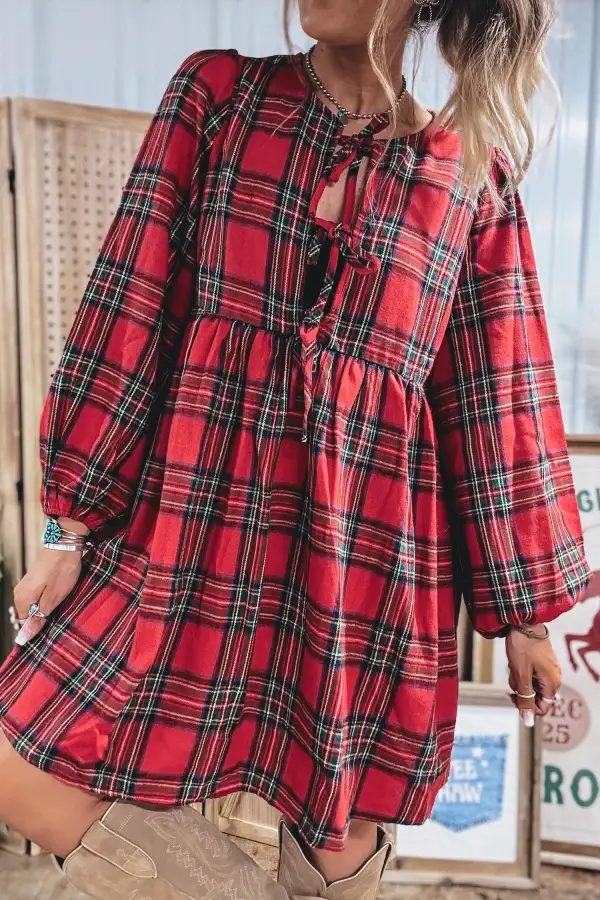 Women's Plaid Shift Mini Dress